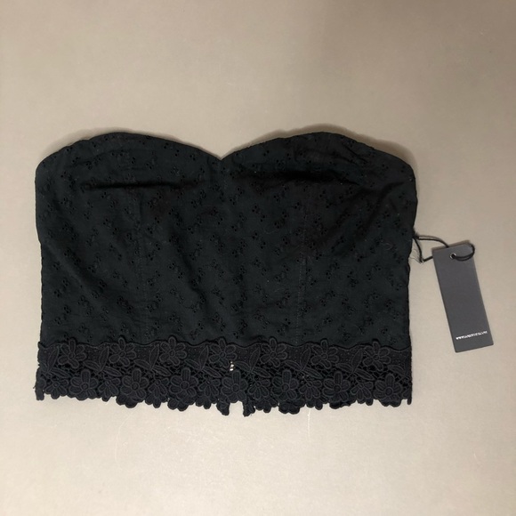 Forever 21 black bustier eyelet crop top NWT M - Picture 3 of 5